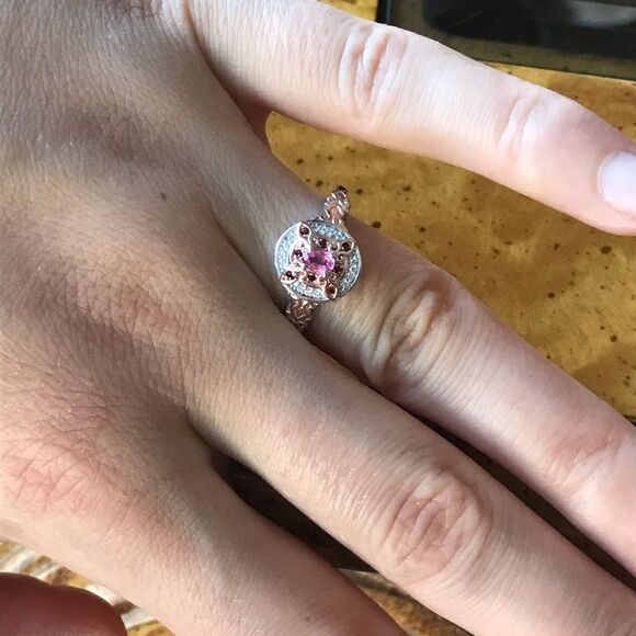 Rare Pink Spinel Sterling Silver Ring Size 8 - Picture 2 of 9